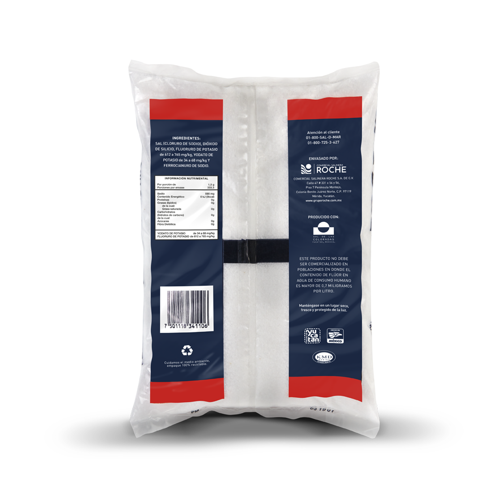 Sal sol bolsa grano fino 500 gr yodada fluorurada - COMERCIAL ROCHE