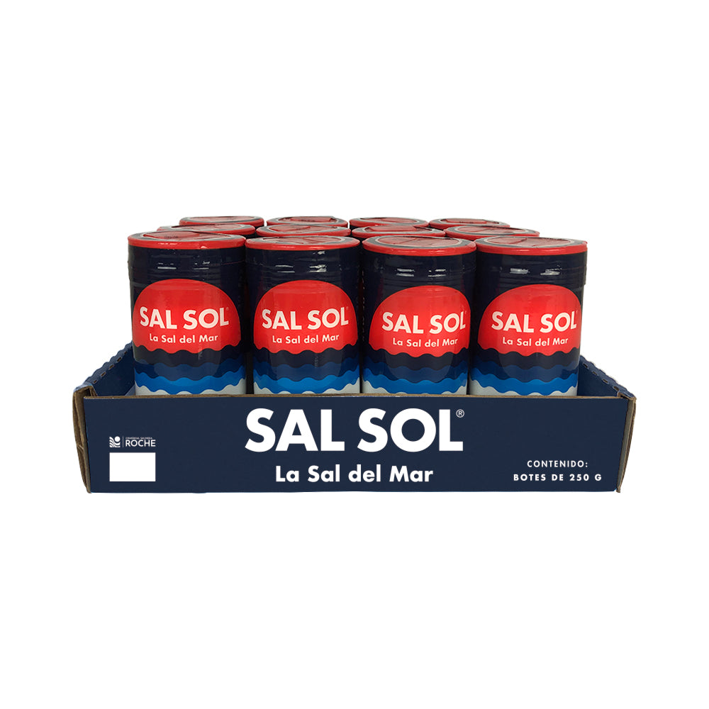 Caja sal sol bote grano fino 250 gr yodada fluorurada 12 unidades - COMERCIAL ROCHE