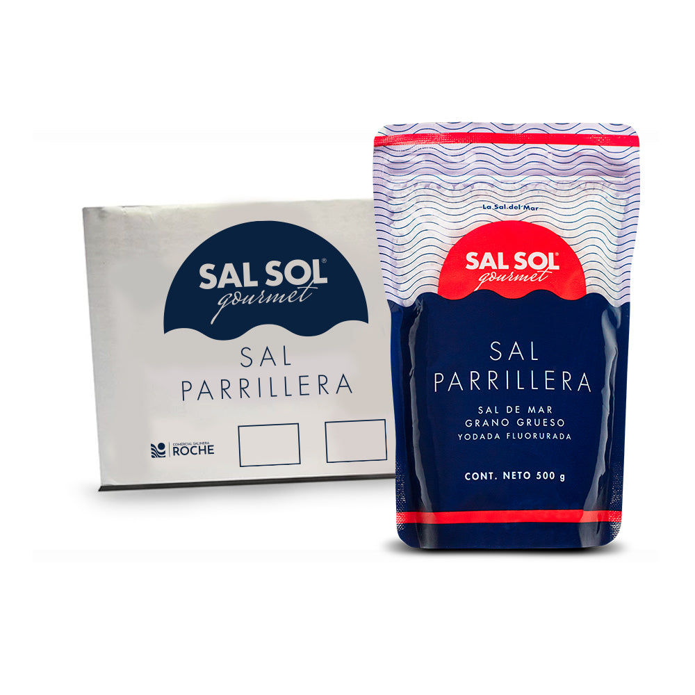 Caja sal sol parrillera de mar 500 gr 10 unidades - COMERCIAL ROCHE